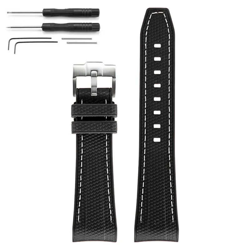 Green Abyss Waterproof Sport Woven Silicone Watch Band with Curved End Design, 22mm
