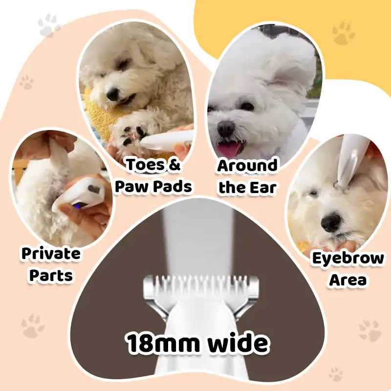 Waterproof Rechargeable Pet Shaver with LED Light Cordless Silent Grooming Trimmer for Cats Rabbits Puppies Trimming Hair Paws
