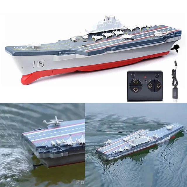 Mini RC Boat Aircraft Carrier Military Model Remote Control Ship 2.4G Electronic Wireless RC Warship Toys for Boys Kids Gifts 3