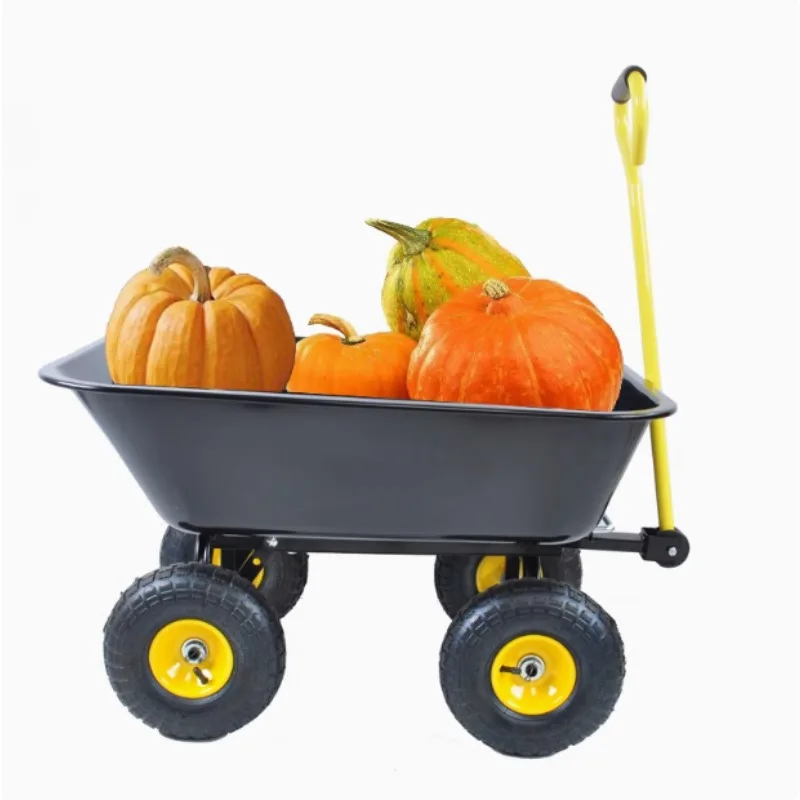 Heavy Duty Steel Outdoor Lawn Utility Cart-Garden Carts Yard Dump Wagon Cart