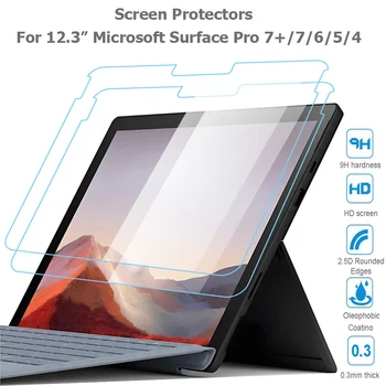 2 pellicole protettive per Microsoft Surface Pro 7 6 5 4 in vetro temperato trasparente per Surface Pro 7+ HD 9H 2.5D pellicola antigraffio
