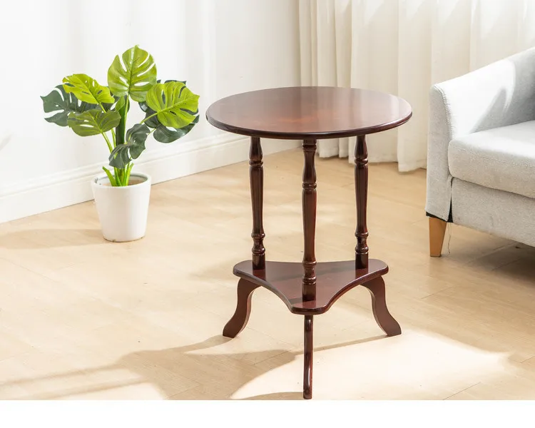 Description Picture 3 of itemEuropean Style Coffee Table American Style Telephone Table Living Room Corner Table Rench Style Solid Wood Small Round Table New