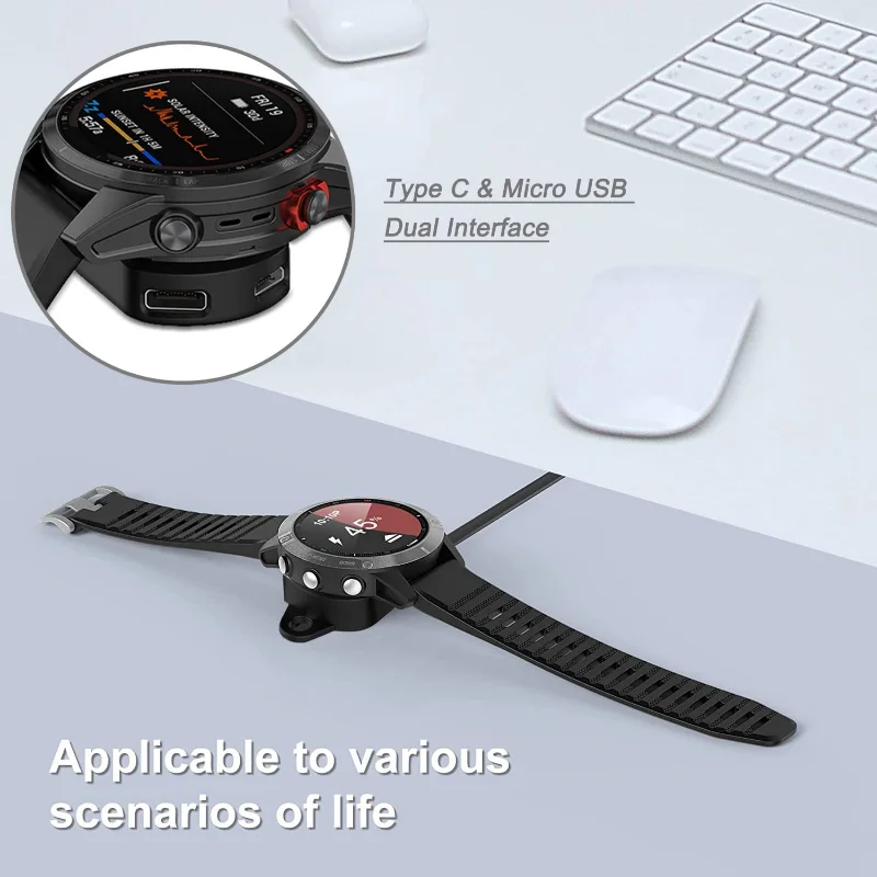 Dual-Port Micro USB & Type C Watch Charger Adapter - Portable Charging Solution