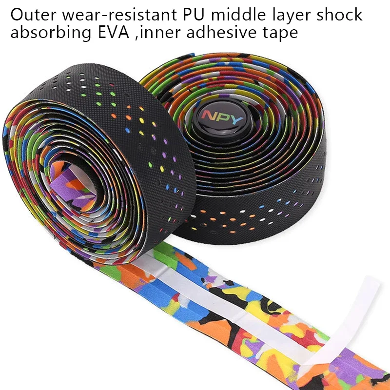 Breathable PU+EVA Gravel Handlebar Tape Shock Absorbing Bicycle Racing Shock Str