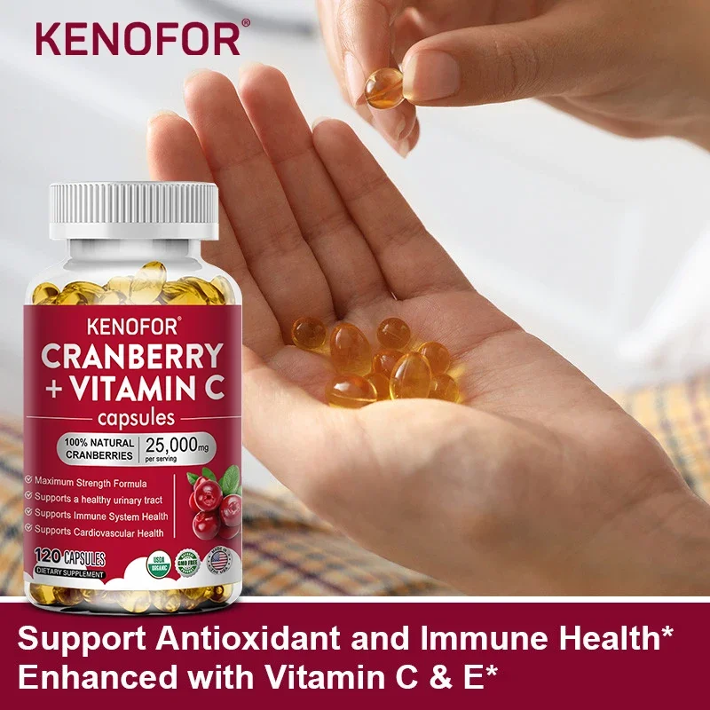 Cranberry Extract Concentrate + Vitamin C-Supports Urinary Tract Cardiovascular Skin and Bone Health Improves Digestion