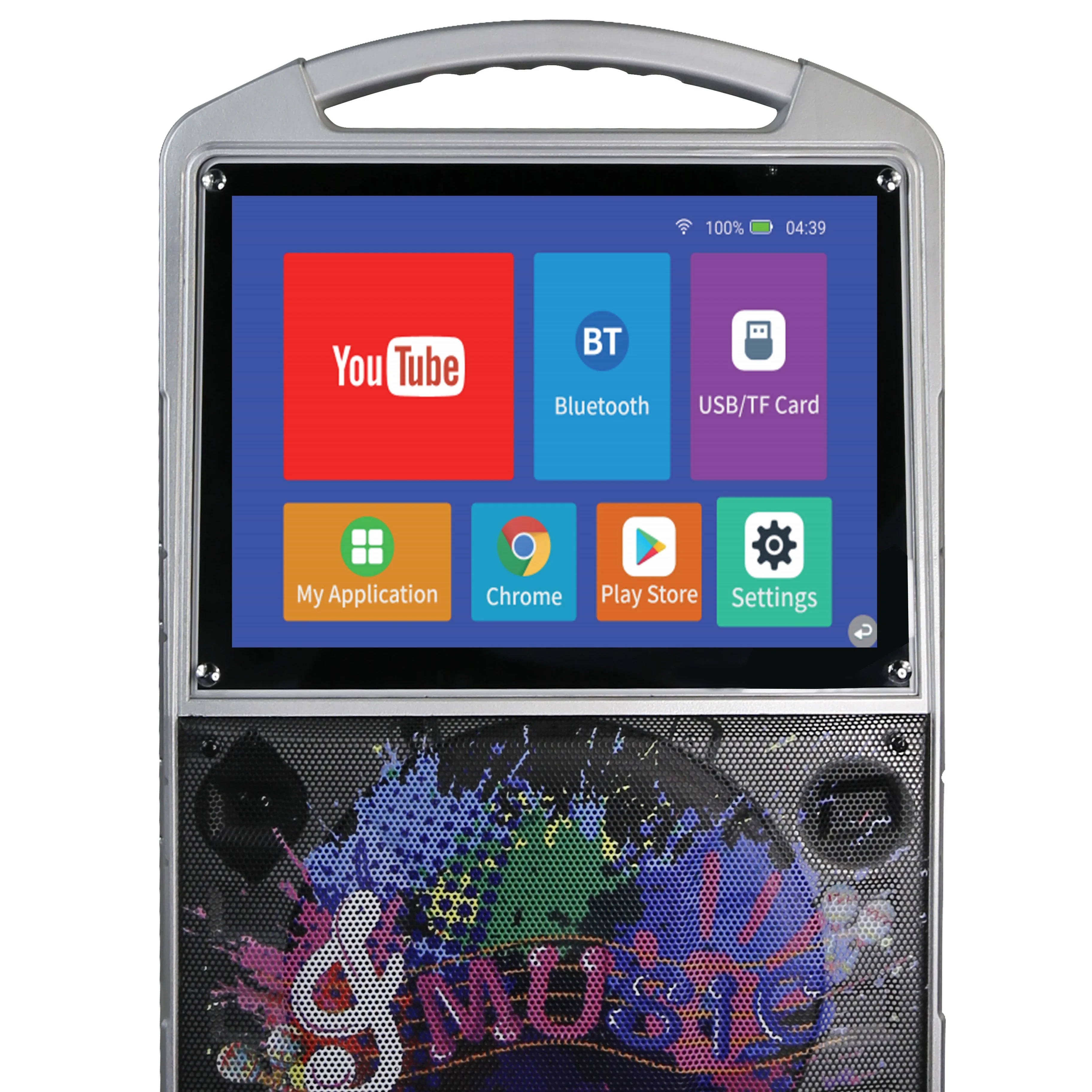 Karaoke Machine 14 inch Touch Screen single 10 inch woofer 40W Speaker with Android 11.1V system blue tooth wireless video play