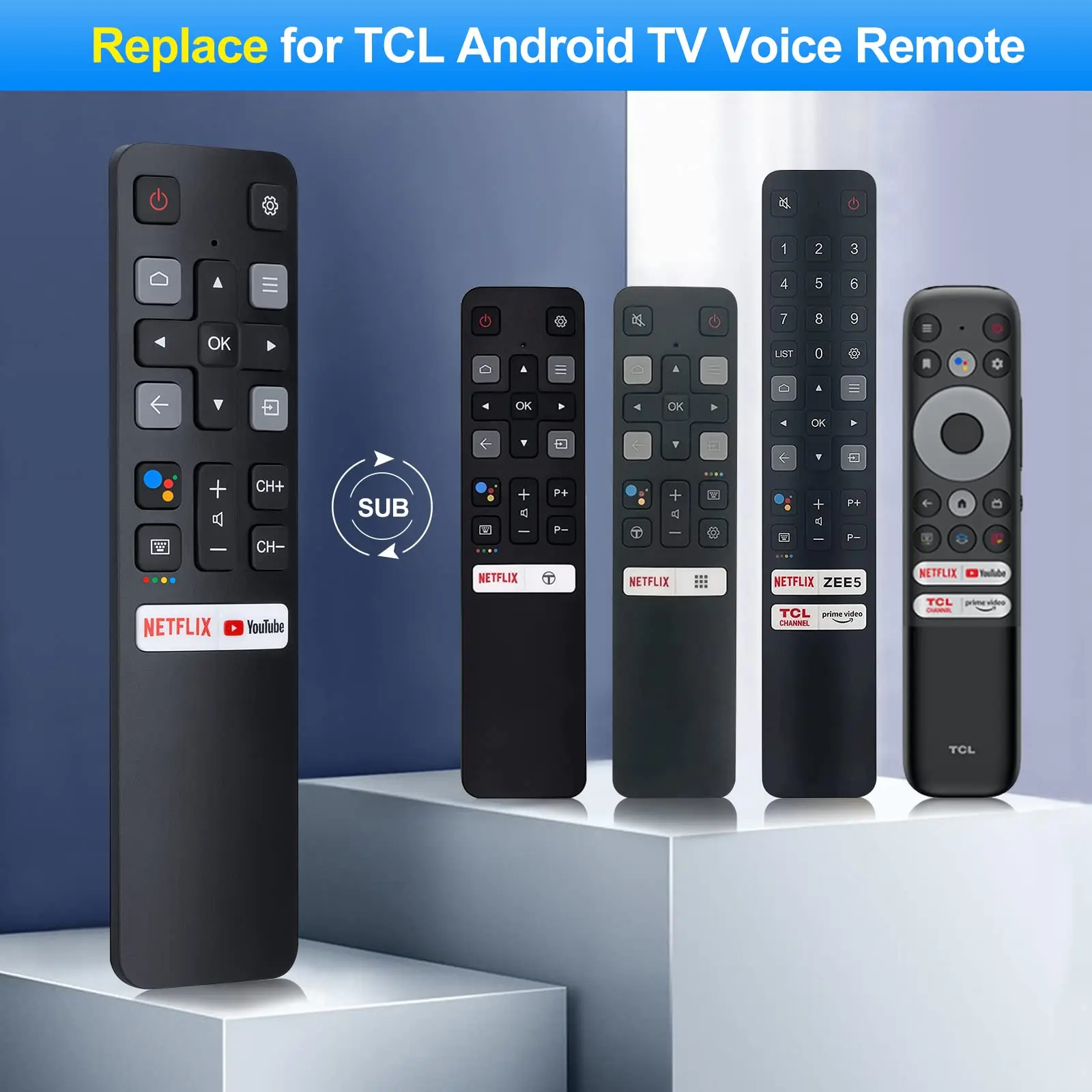 TCL 有機ELテレビ Google TV 付属リモコン Amazon | TCL-Google-TV-Remoteのユニバーサル交換用。TCL LED