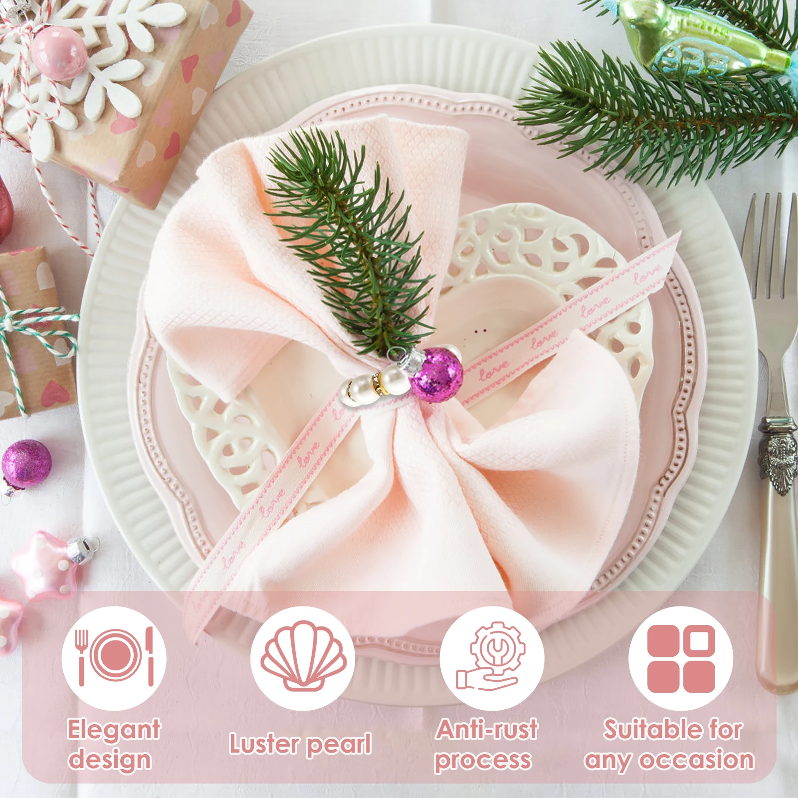 Set Di 4 Anelli Portatovaglioli Della Serie Di Natale Adatta Per La Cucina Di Casa, Ristorante, Hotel, Casa Colonica, Celebrazioni Di Festa, Matrimoni, Compleanni, Riunioni | SHEIN ALIA