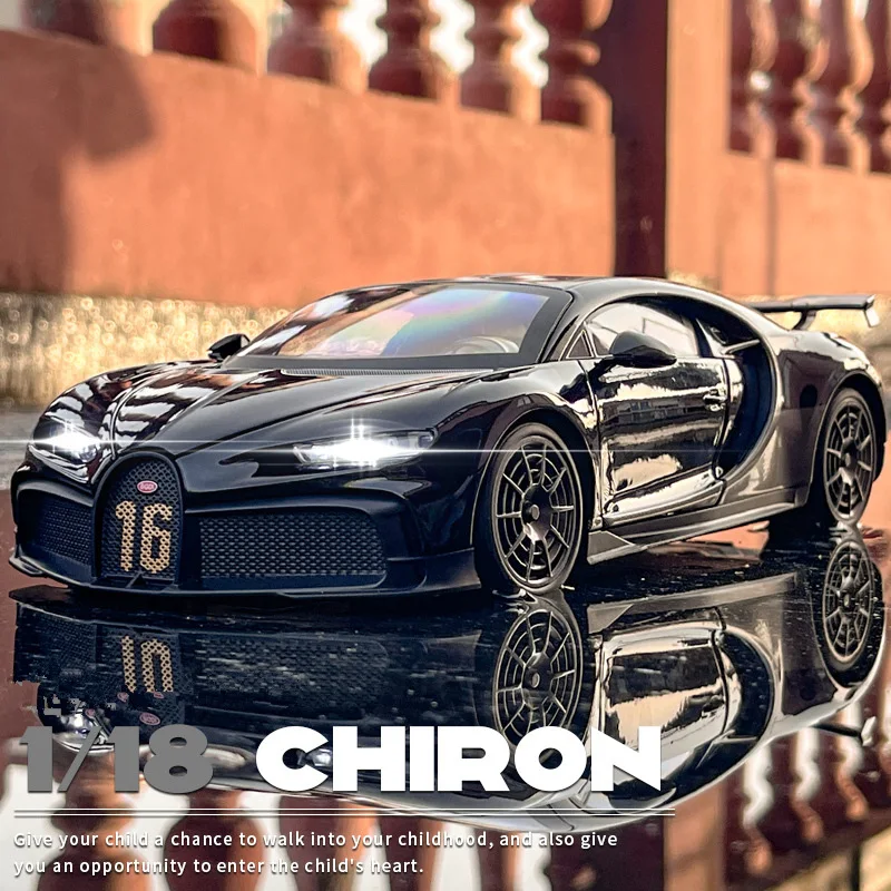 

1:18 Bugatti Chiron PUR SPORT Alloy Sports Model Diecasts Metal Racing Super Car Model Simulation Sound and Light Kids Toys Gift