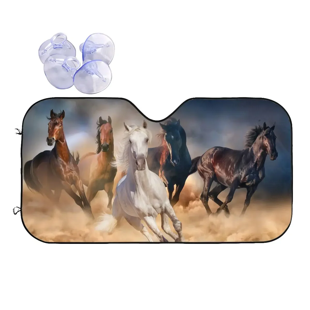 Horse Herd Running Awesome Parasole Parabrezza 70X130Cm Galoppo Animal Lovers Foils Parasole Visiera Riflettore Di Calore