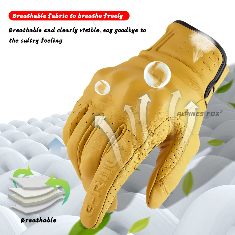 Motorcycle Gloves Leather Motorcycle Gloves Retro Leather Motorcycle Gloves locomotive Guantes Men Women Racing Motorbike Gloves off-road MX MTB DH Cycling All Season Luvas