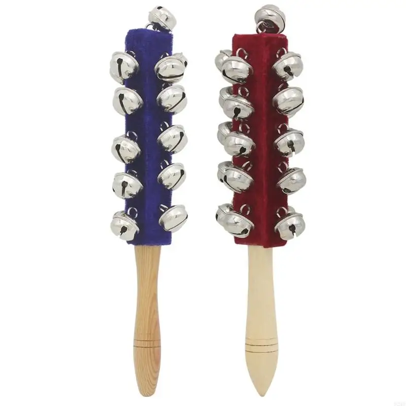 92ME 2Pcs Musical Percussion Bells Shaker Handle Sleigh Bells Easy to Use