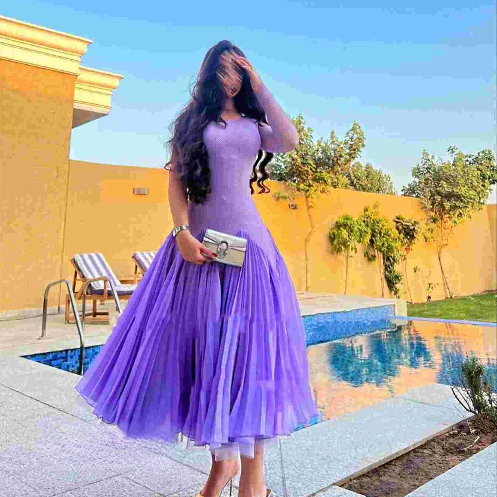 

Jiayigong Prom Simple Modern Style O-Neck A-line Draped Ankle-Length Satin Bespoke Occasion Dresses Evening