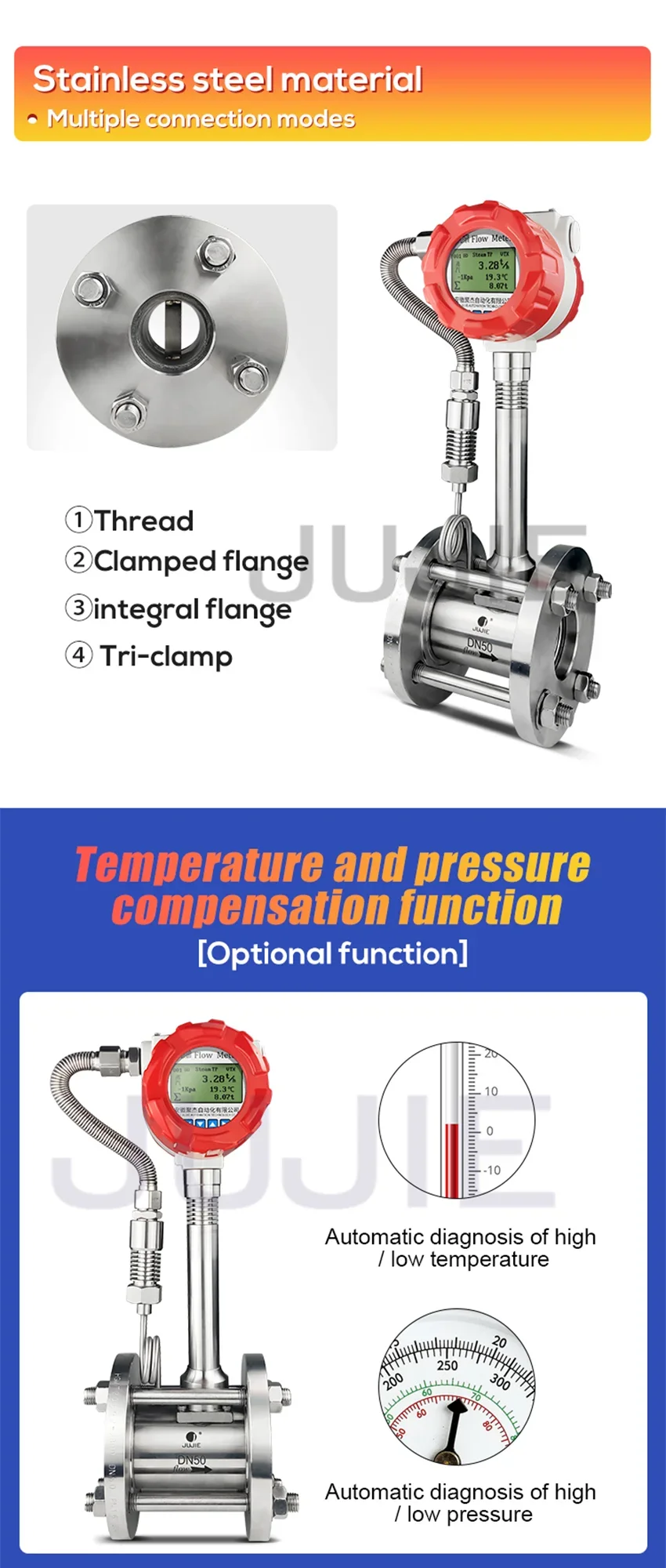 Digital Steam Vortex Air Flow Meter Intelligent Steam Compressed Air High-precis