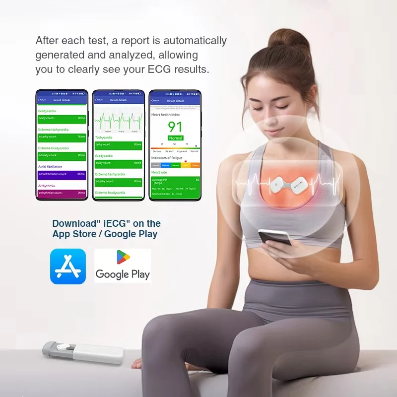 Ecg monitor BOXYM Mobile Analysis 24-Hour Heart Monitor Dynamic ECG Machine Portable ECG Recorder Wearable Wireless Heart Monitor
