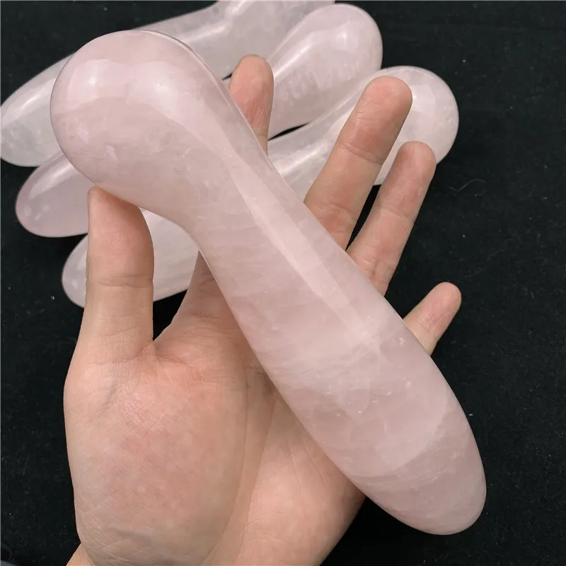 

18cm Natural Quartz Crystal Massage Wand Rose Quartz Massage Wand Large Healing Crystal Stone Yoni Massage Stick As Women Gift