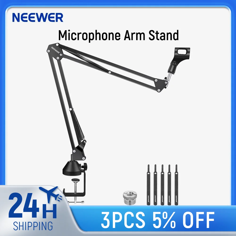 Braccio Per Microfono Neewer - Supporto Sospensione Con Adattatore 3/8-5/8, Portata 1.5KG - Foto 6