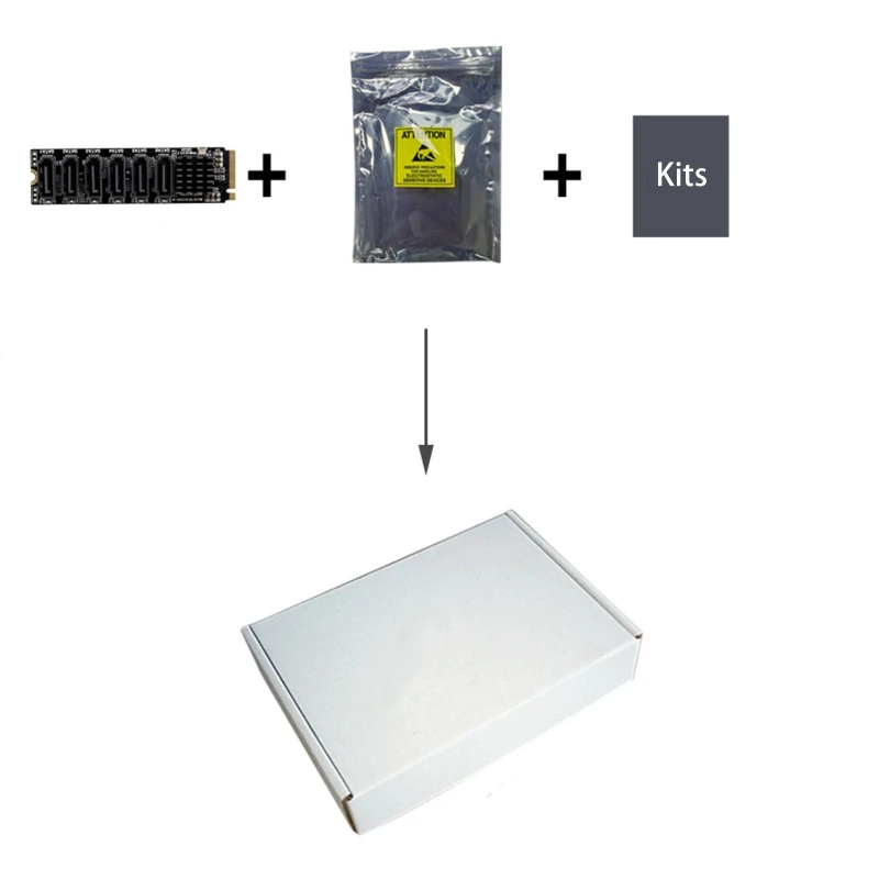 DN59 6-Port for M.2 Sata PCIE Riser Card M2 NVME to Sata 3.0 Expansion Card ASM1166 6GB/S Adapter 6x SATA3.0 Riser Expansion