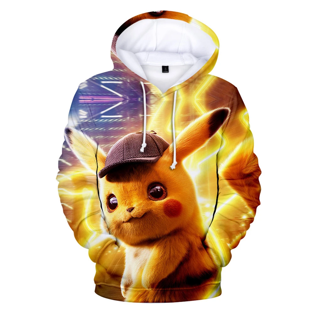 Sudadera con capucha de Pokémon Pikachu amarilla con estampado de dibujos animados para mujer, sudadera con capucha informal de manga larga para primavera, otoño e invierno