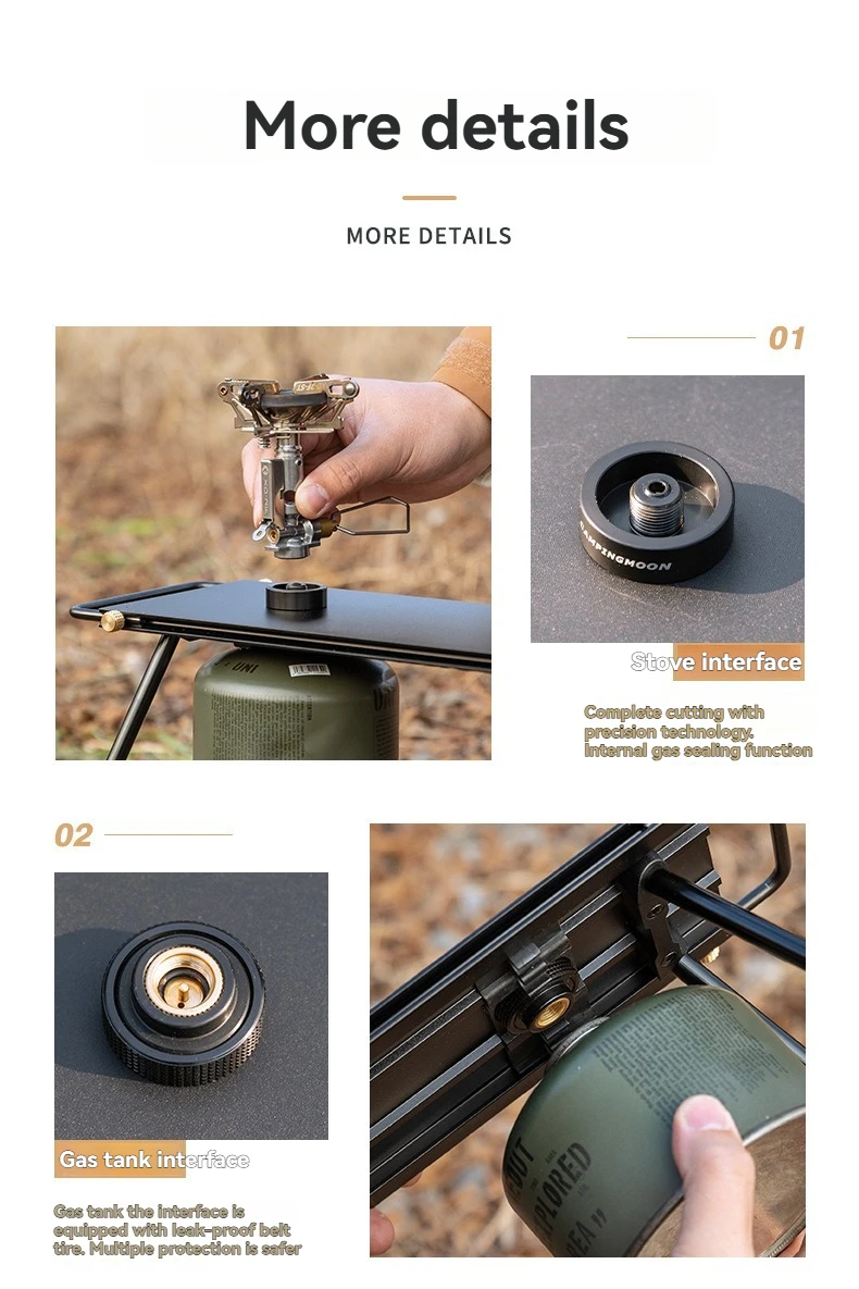 CAMPINGMOON BKZ06-L Halbeinheit Ofenständer Tisch Dual Ofen Schnittstelle Zwei Höhenstufen Mehrzweck-LGT-Einheit Tischplatte – Detail 8