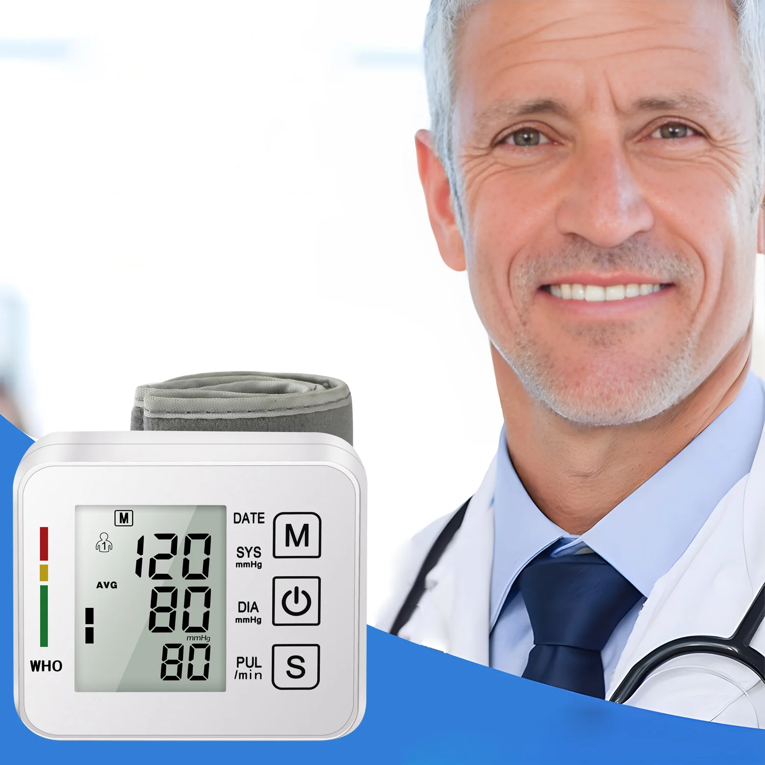 Automatic Digital Wrist Blood Pressure Monitor Sphygmomanometer Tonometer Tensiometer Heart Rate Pulse Meter BP Monitor