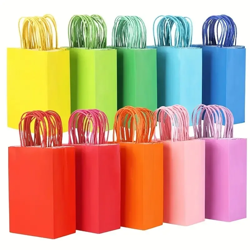 10/20PCS Candy Bunte Kraft Papier Geschenk Tasche Hochzeit Party Dekoration DIY Geschenk Einkaufstaschen Halloween Weihnachten Liefert