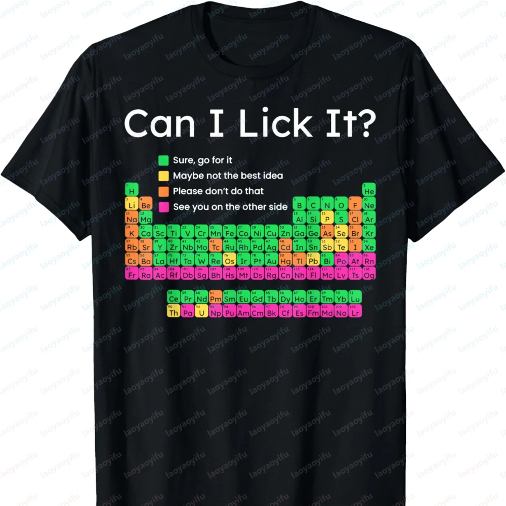 Can I Lick It Periodic Table T-Shirt Harajuku Herren T-Shirts Grafik-T-Shirts Herrenbekleidung Übergroßes T-Shirt Hochwertige Baumwolle
