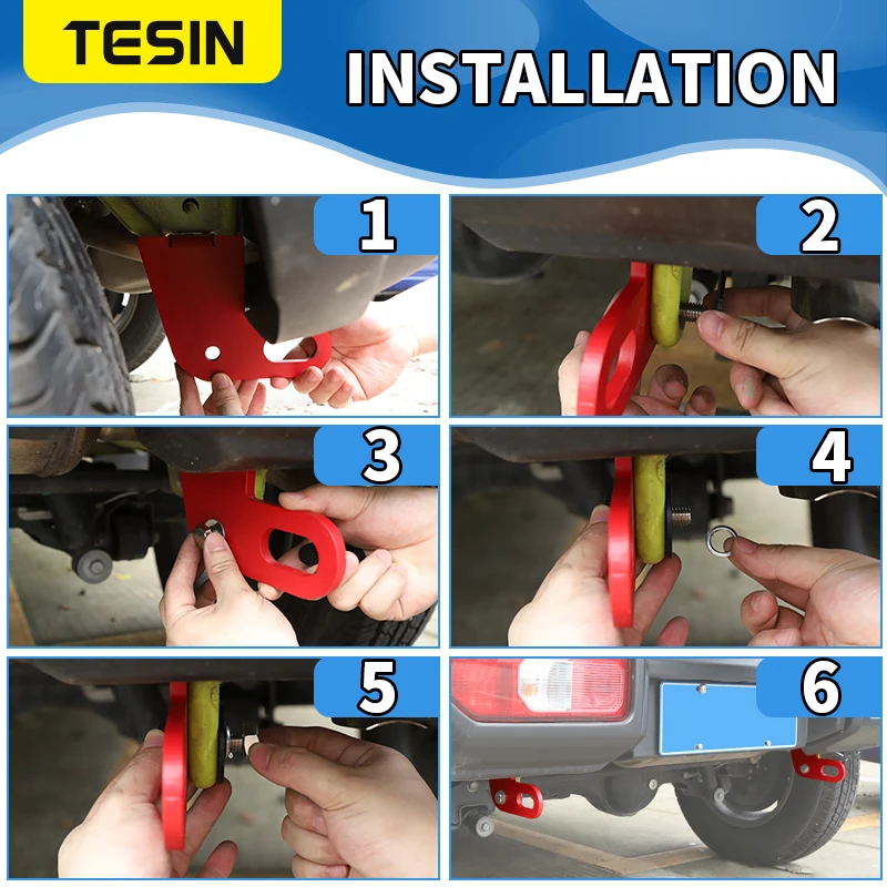 TESIN Car Towing Bars Kit Suzuki Jimny Front Rear Bumper Bar Towing Trailer Hook Accessories