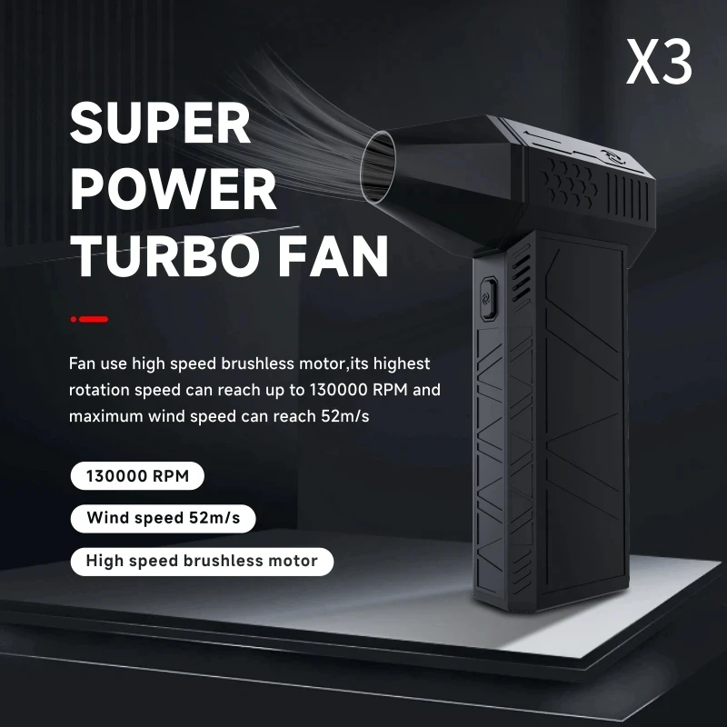 X3 Blower Handheld Brushless Motor 130,000 Rpm X3 Blower Violento Mini Turbo Jet Fan Velocità Del Vento 52 M/S Ventilatore Industriale Del Condotto