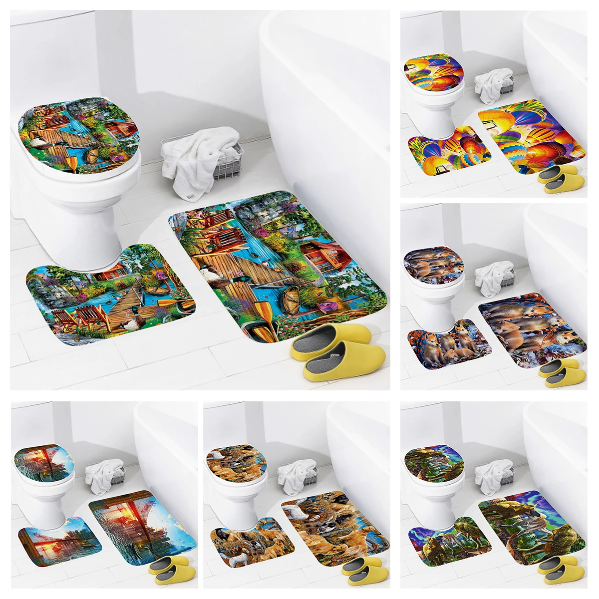 

home bathroom floor mats Colorful animals Bath Foot mat modern bathroom accessories rug Toilet mat Bathtub anti-slip carpet