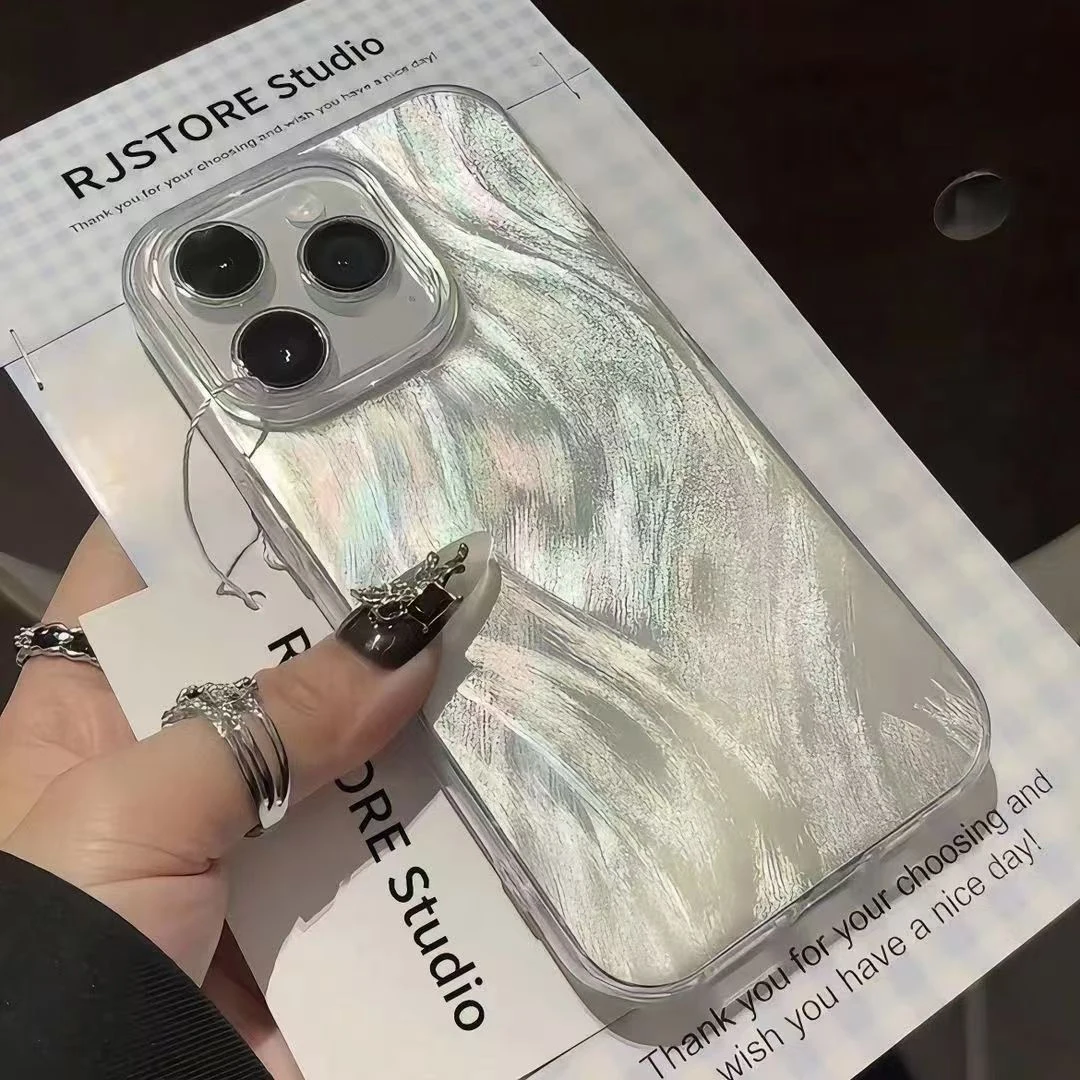 Luxury Laser Silver Gradient Anti-Fall Hard Phone Case