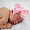 0-6Months Newborn Hospital Cute Knit White Bonnet with Ribbon Bow Baby Girls Boknot Beanie Hat Infant Grosgrain Bowknot Soft Hat 6