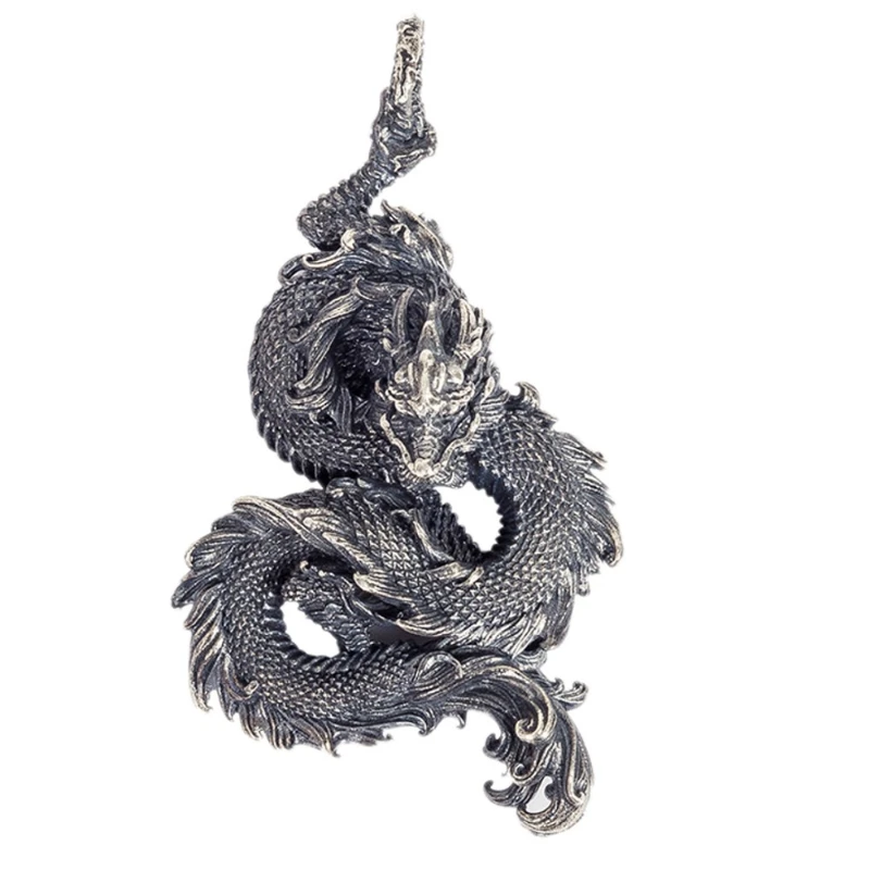 

UMQ New solid real s925 sterling silver jewelry retro personality good luck dragon pendant stylish Man pendant