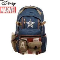 Disney's New Marvel Captain America Canvas Backpack Men's Backpack Casual Fashion Student Computer Bag Men's Travel Backpack 1