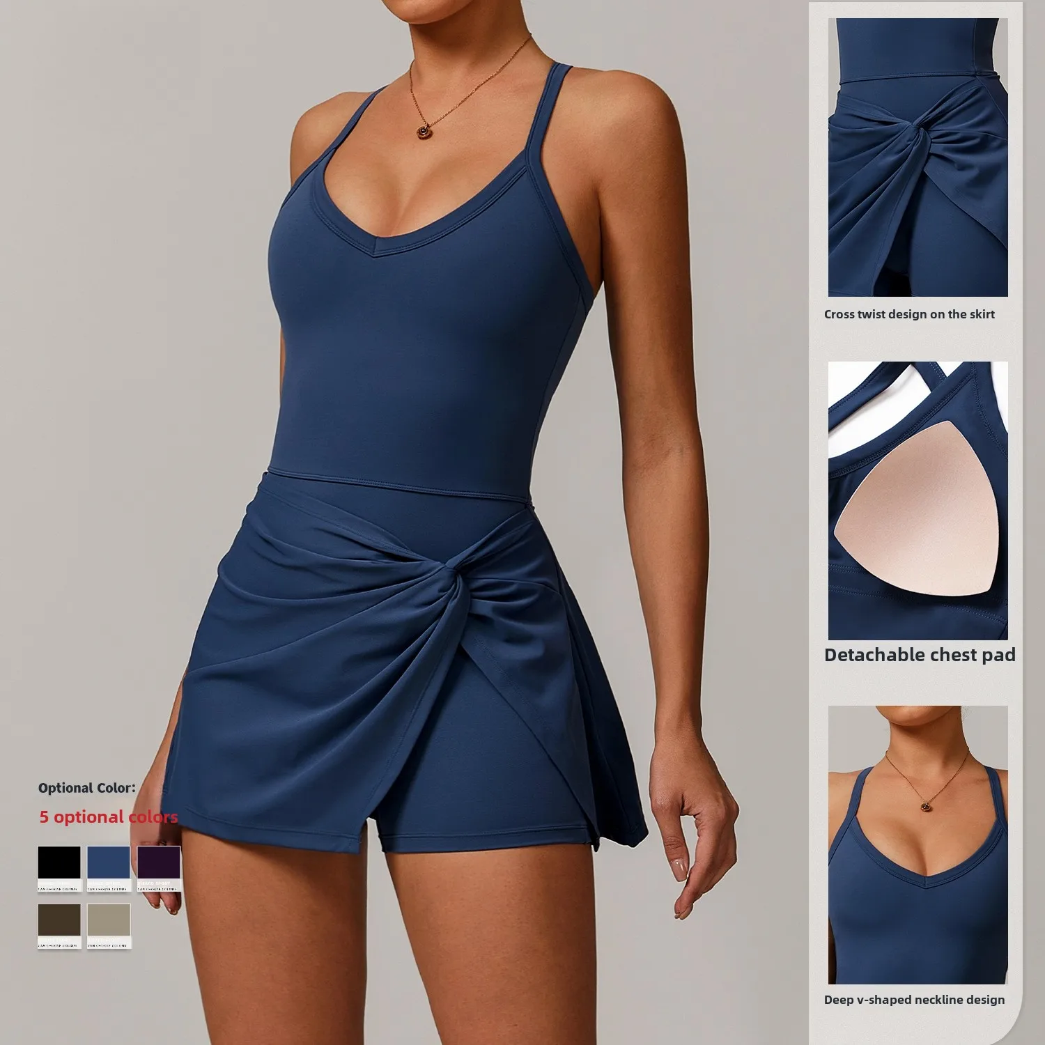 New Environmental Regeneration Dress Anti-exposure Kink Design Skirt Hollow-out Beauty Back Tennis Skirt