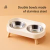 Double Bowl Stainless Steel Pet Food Dish | Splash-Proof Dog&Cat Feeder with Stand | Easy-Clean Detachable Water and Food Bowls