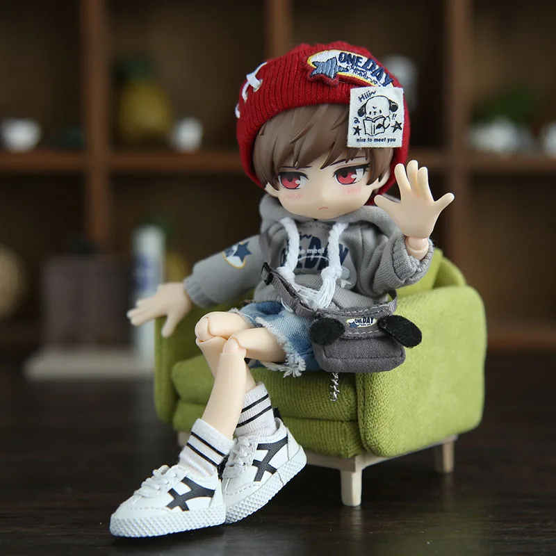 New Ob11 Doll Fashionable Bf style set With Denim shorts Doll Clothes For Penny, Nendoroids Ob11, Mollys, Obitsu 11 3