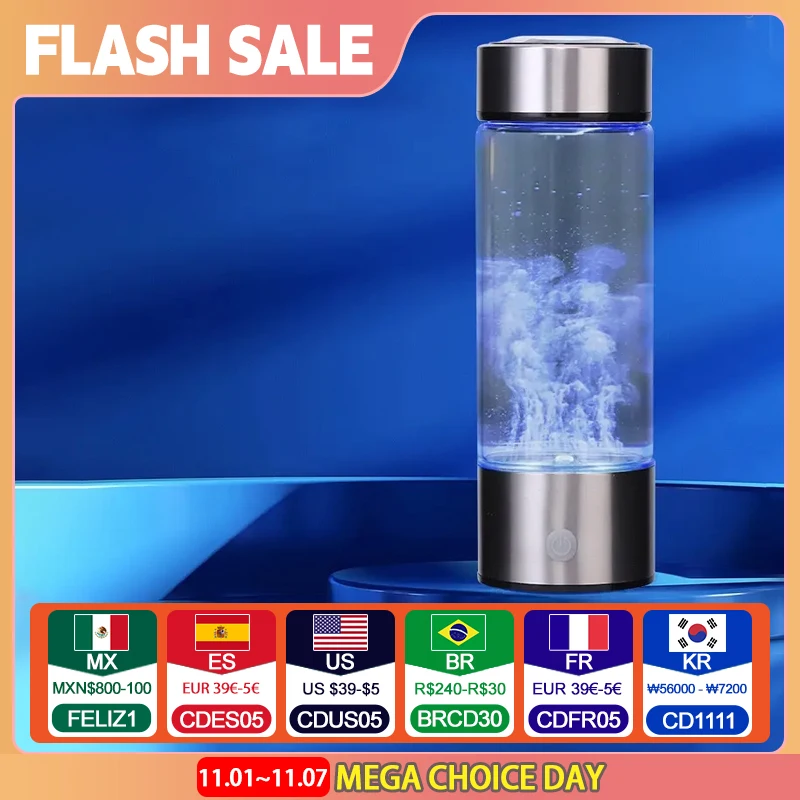휴대용 수소수 발생기, 3 분 모드, 고농도 수소수 발생기, 450ml, 1 개
