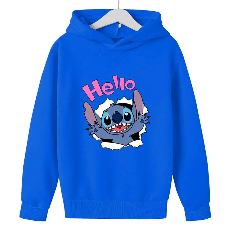 thumbnail image 1 of Sudaderas de algodón para niños Stitch Primavera Otoño Sudaderas con capucha de manga larga Ropa para niños y niñas Stich Tops casuales con capucha de dibujos animados, 1 of 5