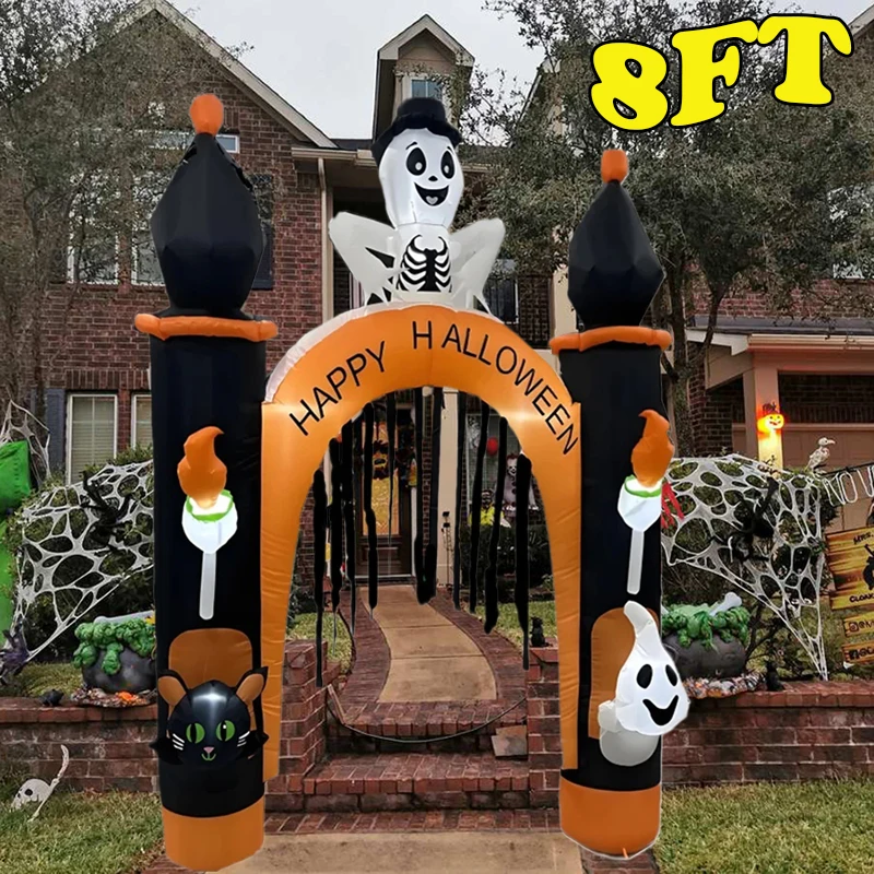 Inflatable Decoration Toy Halloween Inflatable Arch Toys Model Built-in LED Light Pumpkin Prop Outdoor Indoor Home Garden Party Terror Decoration