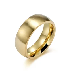 Titanium Steel Blue Brushed Matte Finish Comfort Fit Wedding Band - Tarnish - Proof Anniversary Ring for Him (Gold Color)