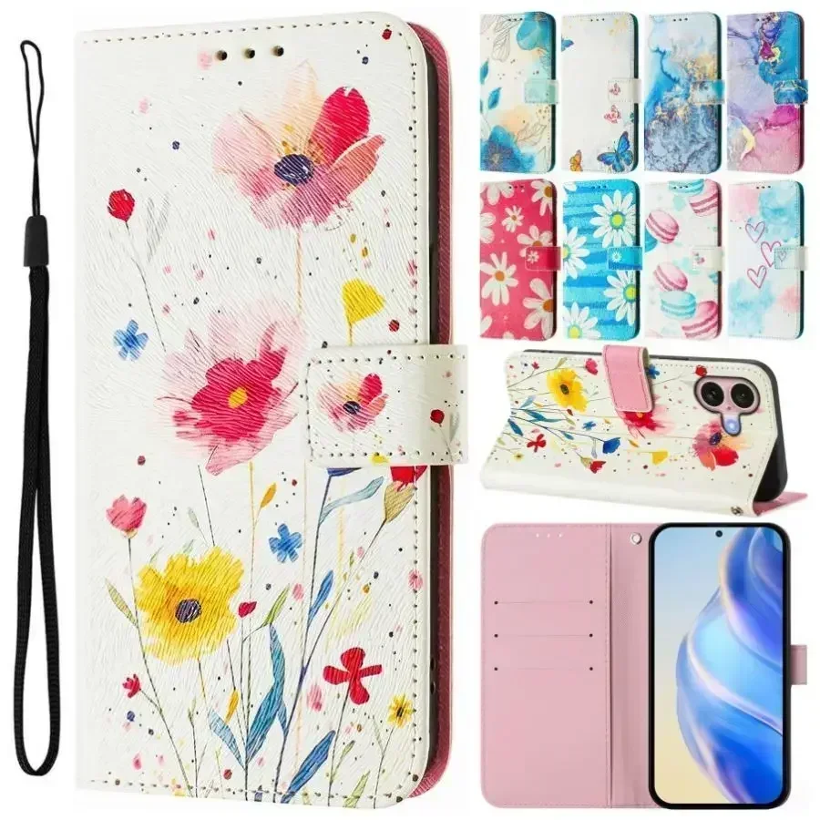 Marble Daisy Painted Phone Case
