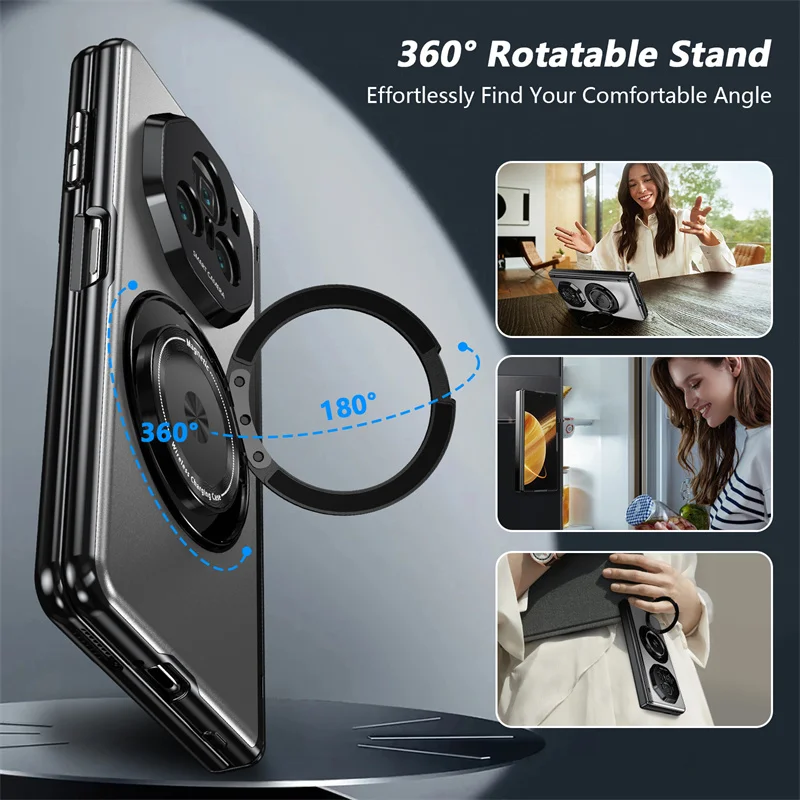 Matte Solid Color Shockproof Phone Case with Holder and Hard Shell Protection