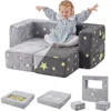 Kids Play Couch, Glow in The Dark Star Patterns Toddler Modular Sofa, Convertible Baby Fold Out Play Foam and Floor Cushion 1