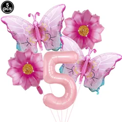 Colorful Butterfly Foil Balloon Set - Party & Event Decorations - As Shown (Pink)