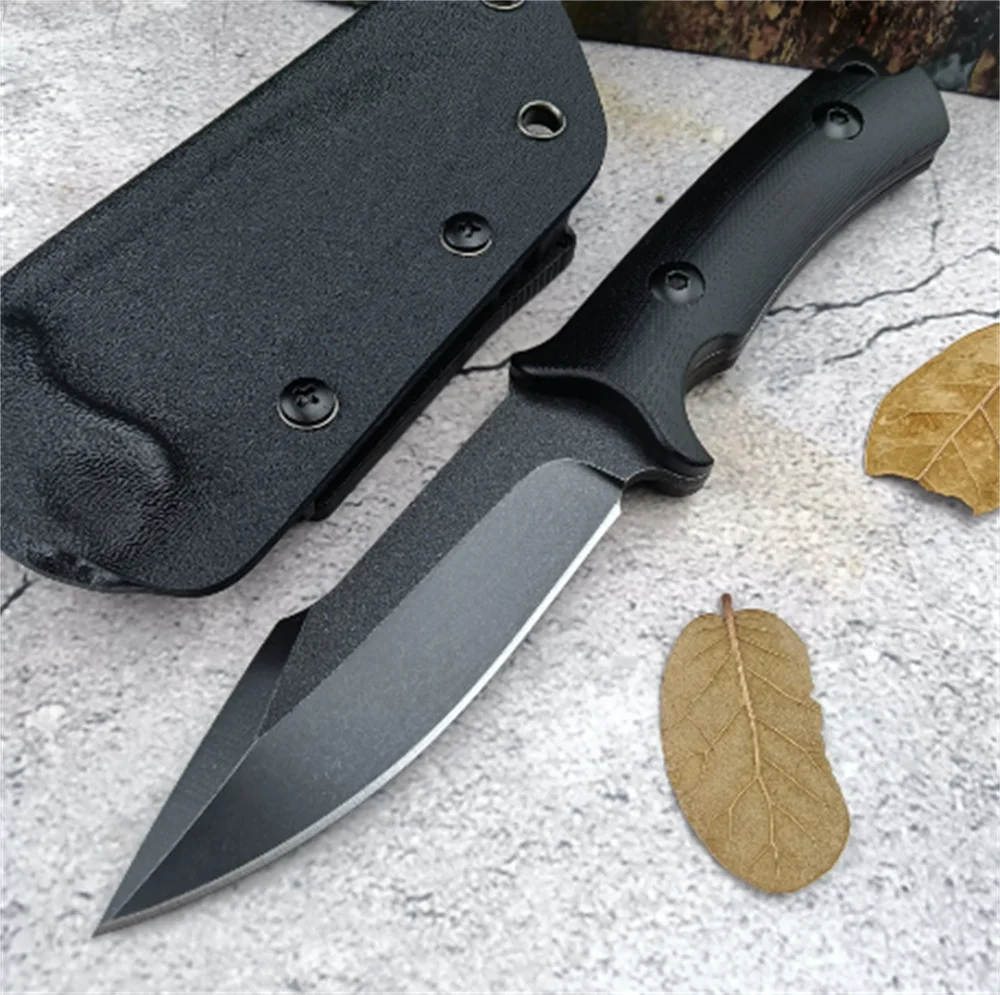 

8Cr13Mov Stonewash Black Knife Fixed Blade Outdoor EDC Hunting Straight Knives Wild Survival Tactical Camping Tools G10 Handles