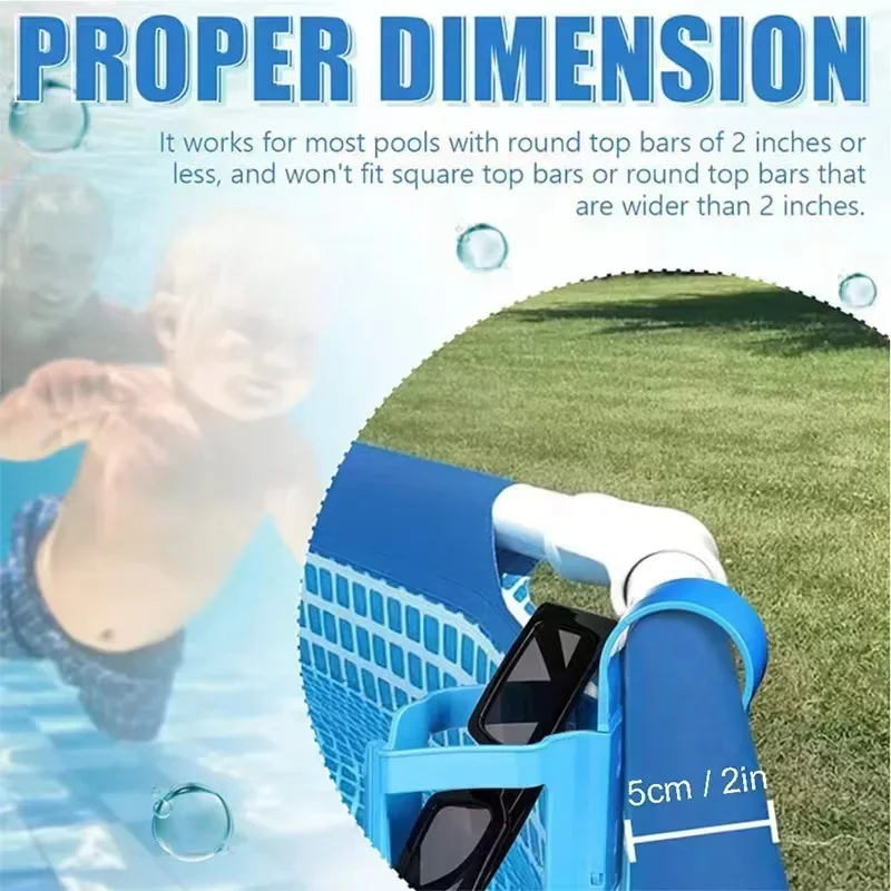 Poolside Cup Holder Swimming Pool Side Water Bottle Storage Hanging Rack Drink Beer Beverage Shelf Fit Width 5cm Round Top Bar