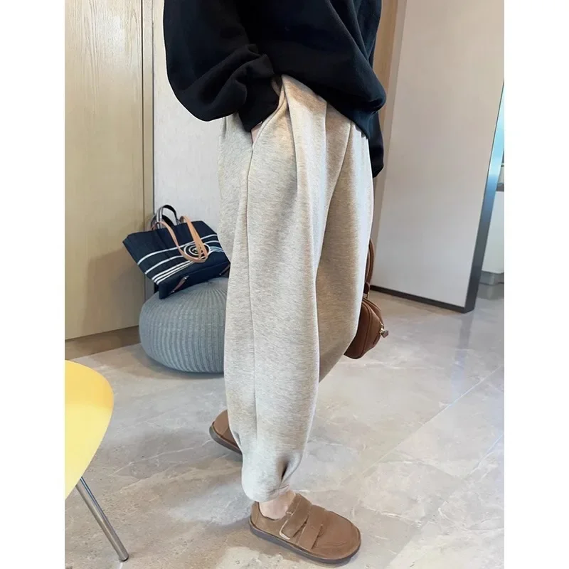 Fleece Sweatpants for Women Fall Winter 2023 New Fashion High Wasited Baggy Casual Trousers Ladies Chic Solid Y2k Pants