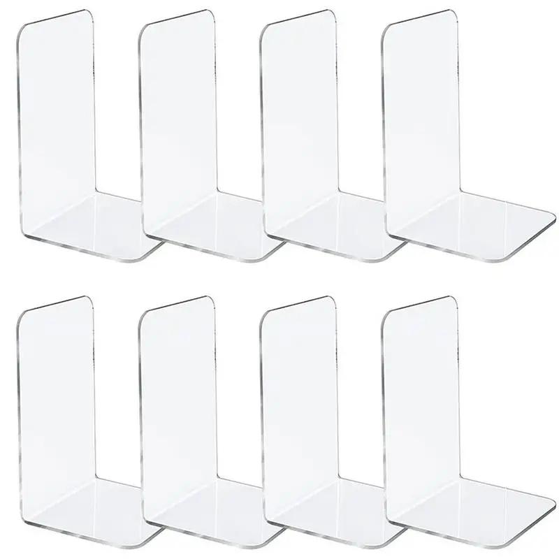 L-Shaped Transparent Acrylic Bookends Stand Bookshelf Desktop Decorative Storage Rack Bookend Book Holder School Stationery book organizer book holder book stand