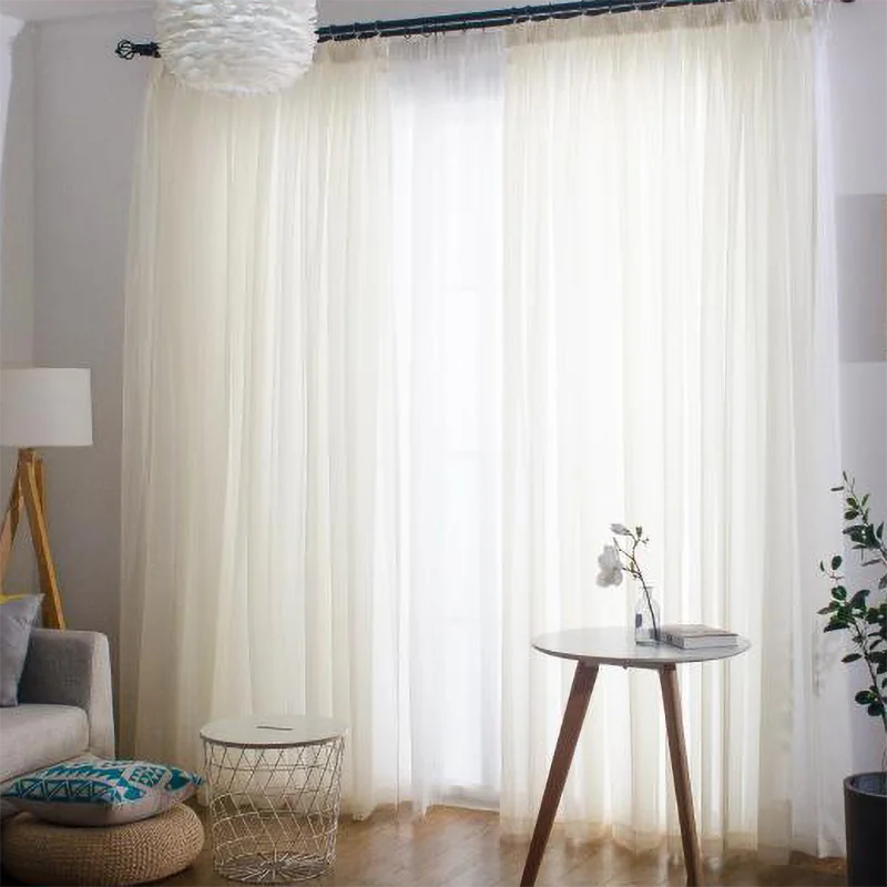 

Sheer Curtains Light Filtering Rod Pocket Windows Treatment Panels Drapes for Living Room and Bedroom Solid Sheer Curtains